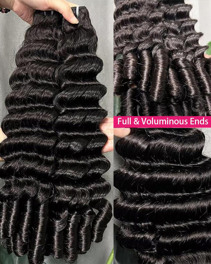 eullair 15A Burmese Loose Deep Wave With Spiral Ends Raw Human Hair Bundles Virgin Unprocessed Raw 100% Human Hair Extensions