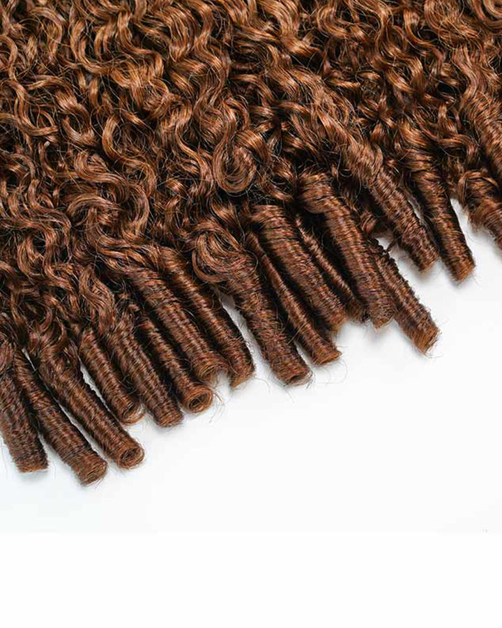 eullair T1B/30 Burmese Curly Crochet Hai 100% Human Hair r-Ombre Brown Boho Braids, Pre-Separated, Time-Saving