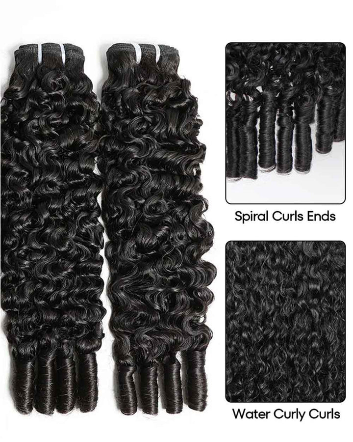 eullair Real Raw Burmese Curly Spiral Curls Ends Human Hair Bundles Deal Virgin Hair Weave 3/4 Bundles