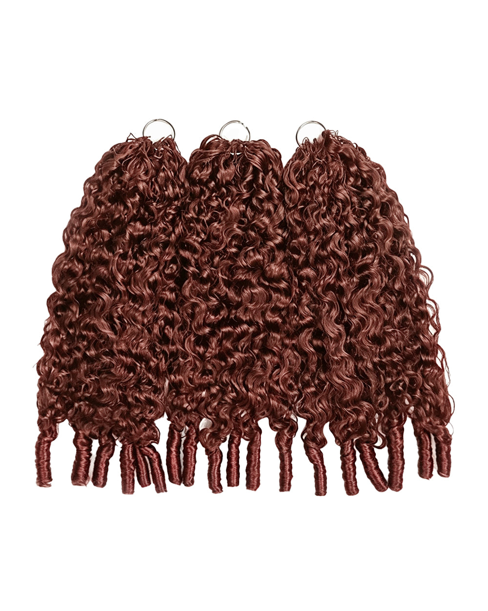 eullair 100% Human Hair Burmese Curly Crochet Hair - #33 Reddish Brown Boho Braids, Pre-Separated, Time-Saving