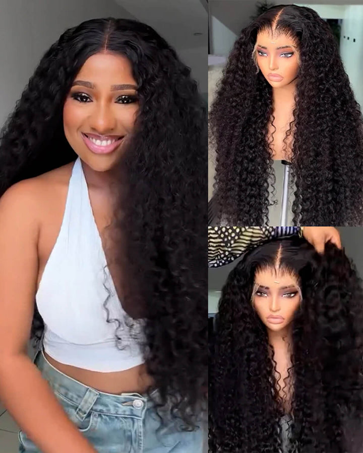 15A Grade | eullair Kinky Curly Human Hair Lace Frontal Wig Transparent HD Lace Frontal Wigs Pre Plucked with Full Ends For Women