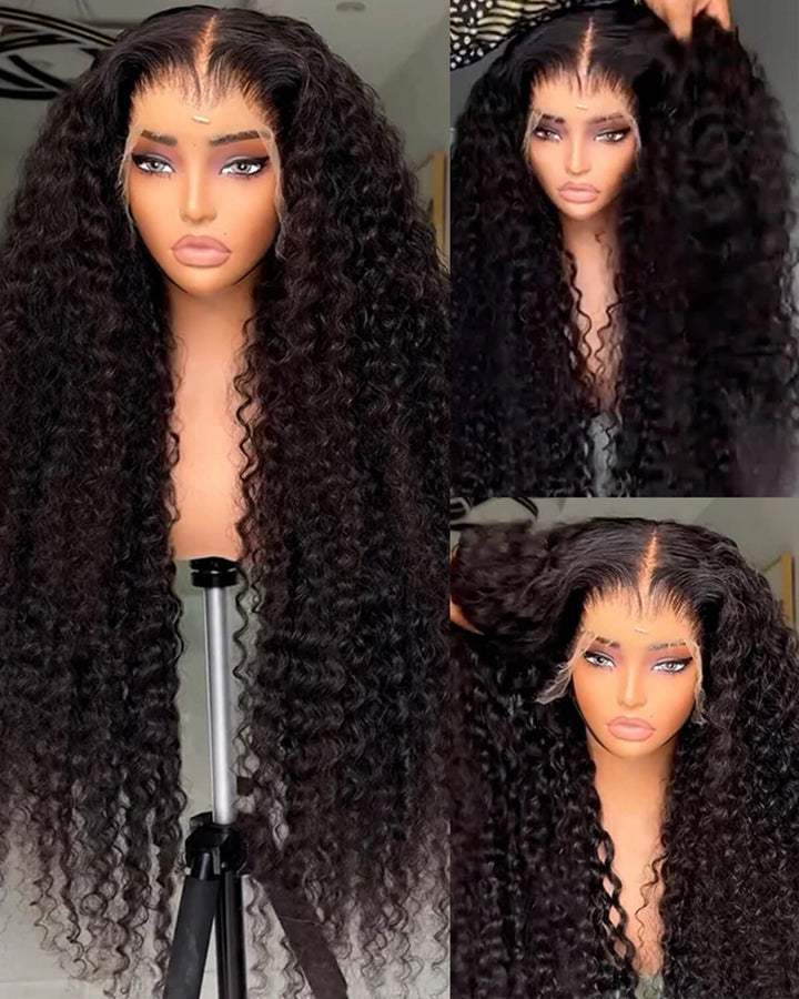 15A Grade | eullair Kinky Curly Human Hair Lace Frontal Wig Transparent HD Lace Frontal Wigs Pre Plucked with Full Ends For Women