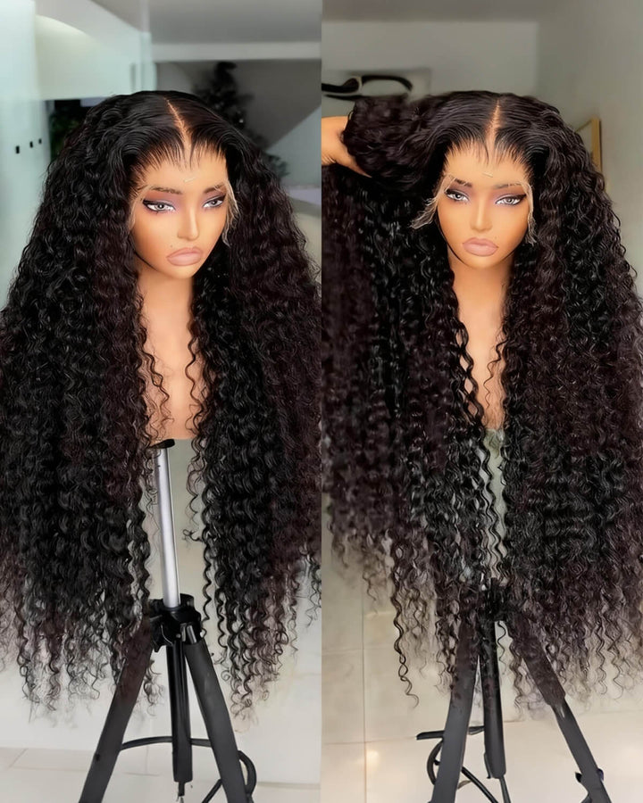 15A Grade | eullair Kinky Curly Human Hair Lace Frontal Wig Transparent HD Lace Frontal Wigs Pre Plucked with Full Ends For Women