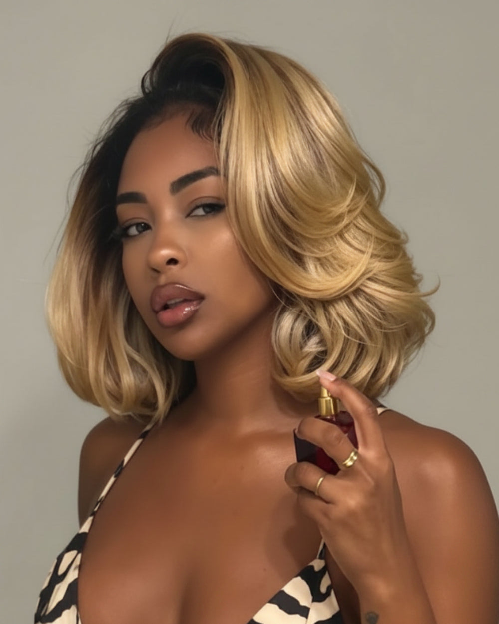 eullair Ombre Honey Blonde Layer Blow Out Bob Wigs 1B Root 613 Color 13x4 Frontal Lace Human Hair Wigs