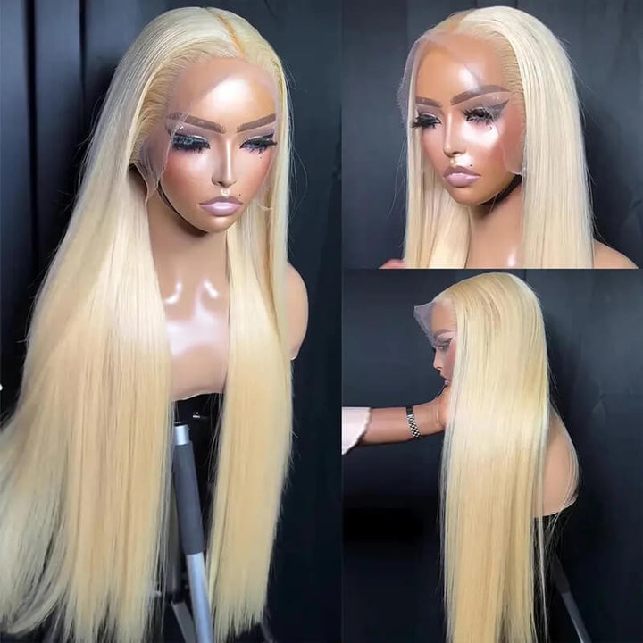 eullair #613 Blonde Straight Lace Frontal Wig Dye Friendly Transparent Lace | Blonde Baddie