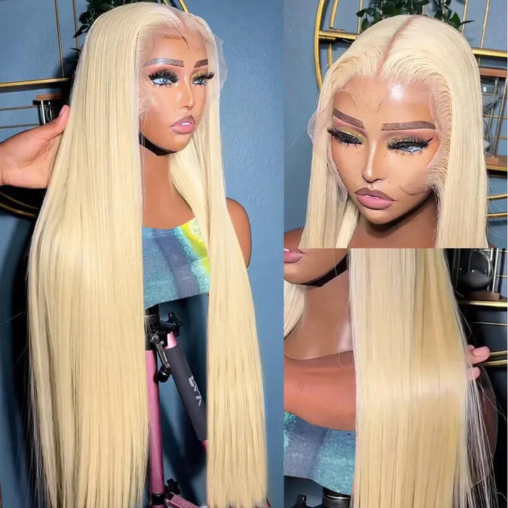 eullair #613 Blonde Straight Lace Frontal Wig Dye Friendly Transparent Lace | Blonde Baddie