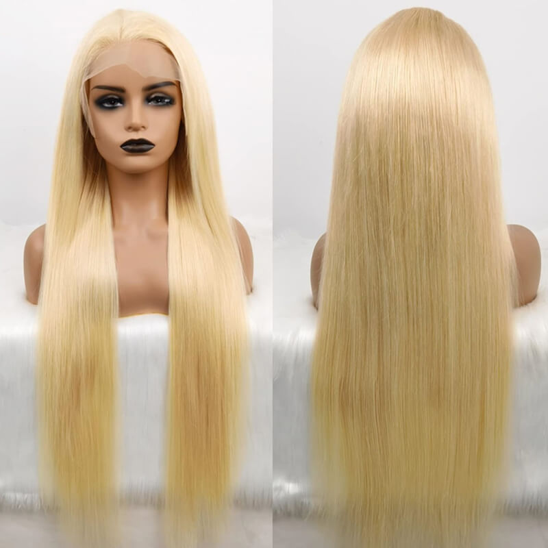 $133=24inch Flash Sale eullair #613 Blonde Straight/Body Wave Human Hair Wig 13x4x1 T Part Lace Frontal Wig