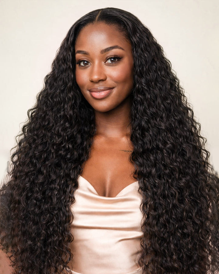 eullair Invisible String Snug Fit 360 Water Wave 360 Full Lace Frontal Glueless Wig Wear Go Wigs