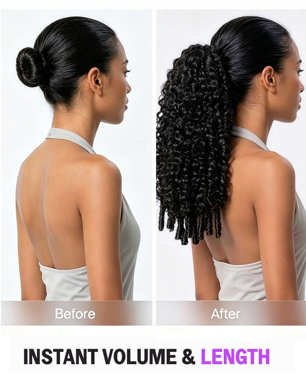 eullair Burmese Curly Adjustable Human Hair Drawstring Ponytail Curly Hair Extensions For Black Women