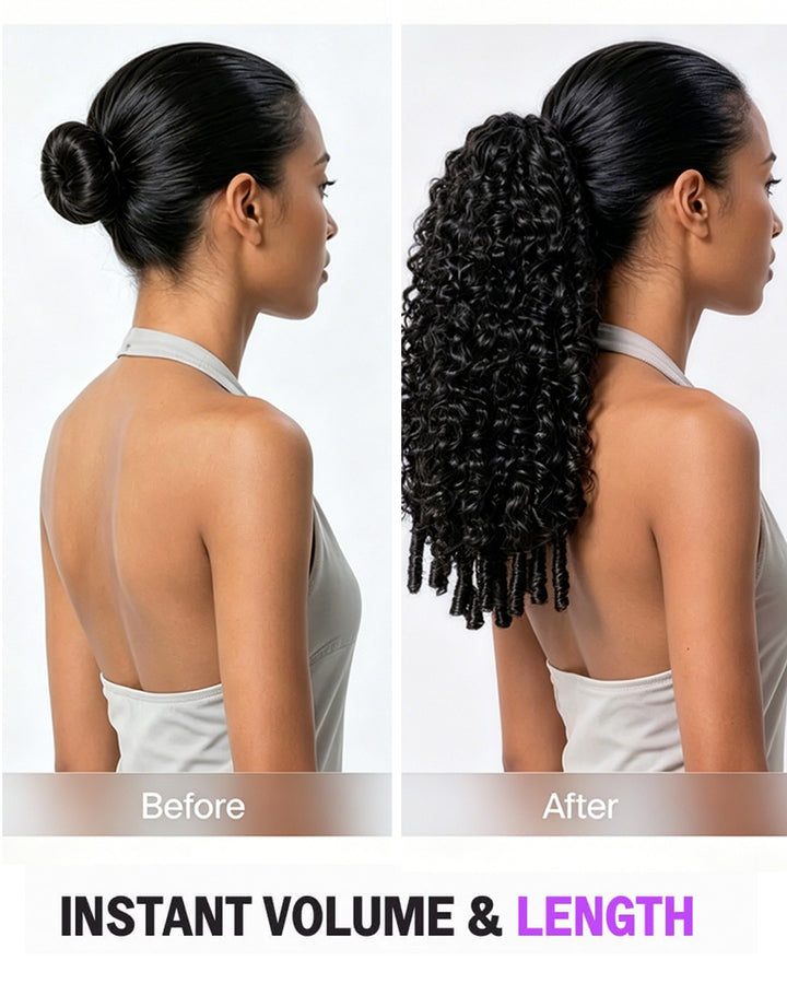 eullair Burmese Curly Adjustable Human Hair Drawstring Ponytail Curly Hair Extensions For Black Women