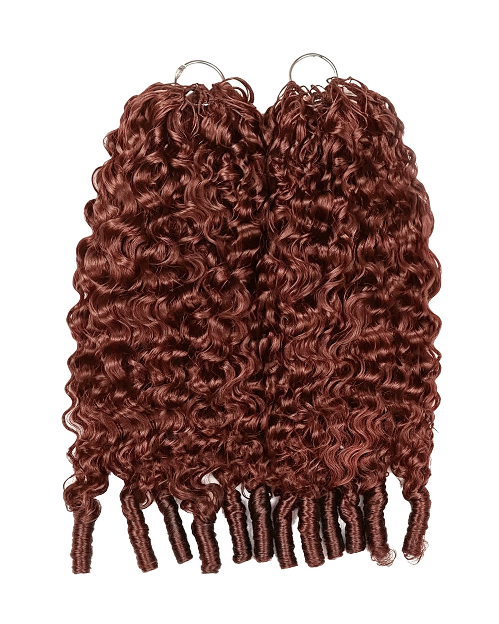 eullair 100% Human Hair Burmese Curly Crochet Hair - #33 Reddish Brown Boho Braids, Pre-Separated, Time-Saving