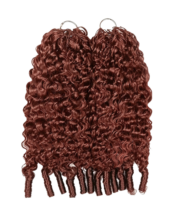 eullair 100% Human Hair Burmese Curly Crochet Hair - #33 Reddish Brown Boho Braids, Pre-Separated, Time-Saving