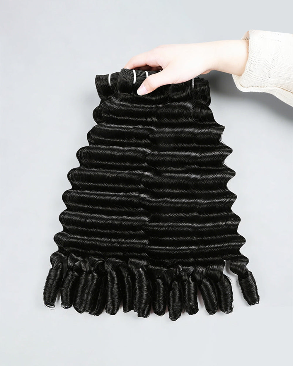 eullair 15A Burmese Loose Deep Wave With Spiral Ends Raw Human Hair Bundles Virgin Unprocessed Raw 100% Human Hair Extensions