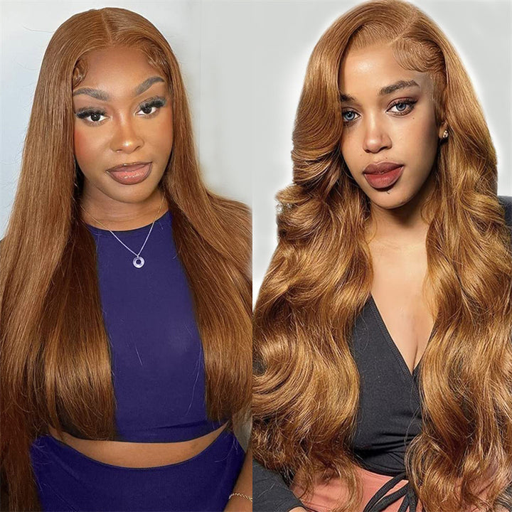 Most Affordable Pumpkin Spice | eullair Chestnut Brown Lace Frontal Human Hair Wig For Dark Skin Women