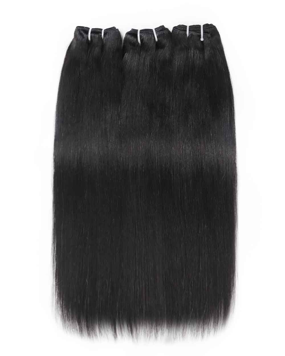 eullair 15A Raw Hair Bundles Straight Human Virgin Hair Weave 3/4 Bundles Repeated Washes Maintain Silky Texture