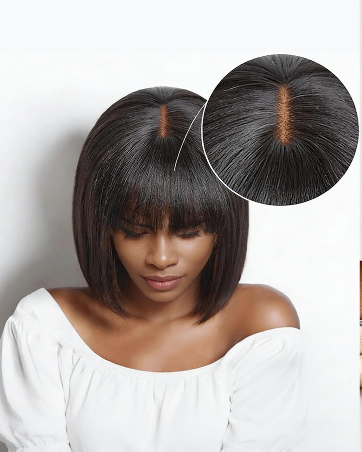 eullair Yaki Straight Bob Wig Pre-Bleached Natural Looking Glueless Wig with Invisi Drawstring