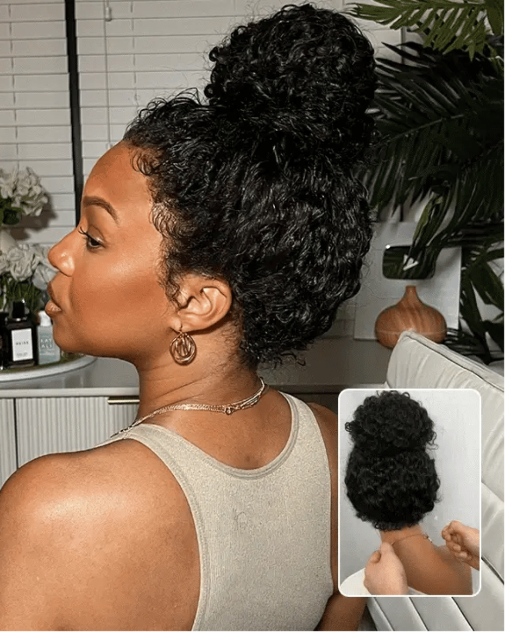 eullair Burmese Curly Snug Fit Upgrade 360 Invisible Strap Glueless Lace Frontal Wig Wear Go High Density