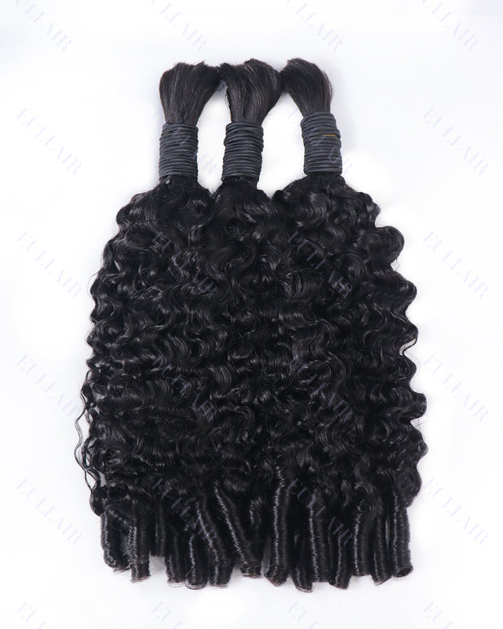 eullair Burmese Curly Boho Human Hair for Braiding Hair Bulk Remy Hair Extensions for Women 60G/Pack No Weft Natural Black