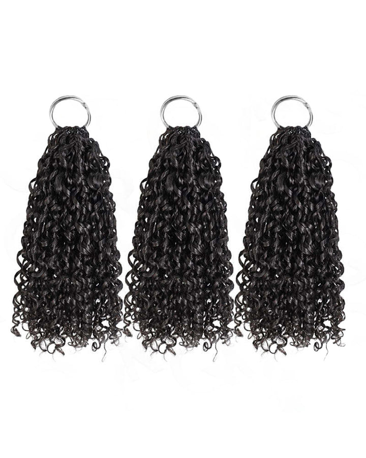 eullair Pixie Curly Feather Crochet Spiral Curl Human Hair Extensions - Pre-Looped For Miracle Knots