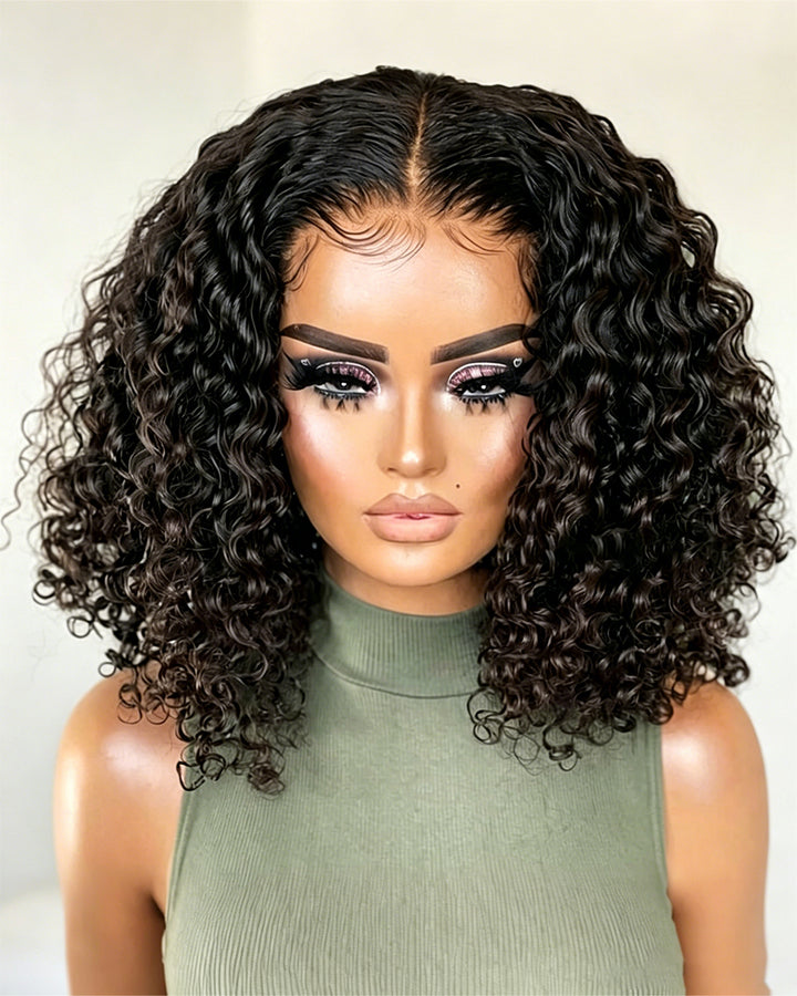 eullair Cheap 13x4 Full Frontal Short Straight Bob Wigs Curly Lace Frontal Human Hair Wigs For Girls