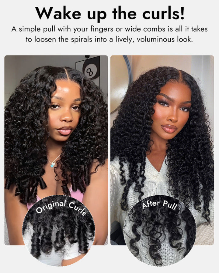 All Texture|eullair Burmese Curly Kim K 2x6 Lace Closure Wig Human Hair Wig Transparent Lace Wig