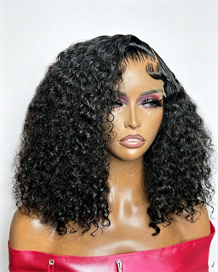 eullair Cheap 13x4 Full Frontal Short Straight Bob Wigs Curly Lace Frontal Human Hair Wigs For Girls
