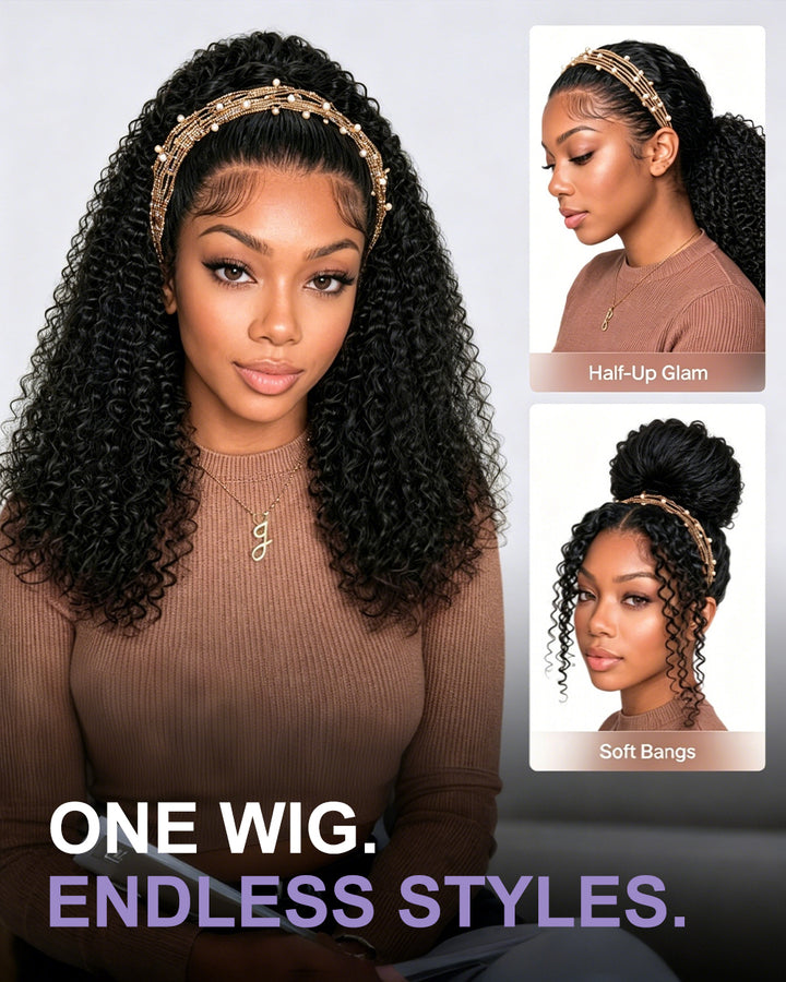 eullair Kinky Curly 3C-4A Human Hair Drawstring Ponytail Curly Hair Extensions For Black Women