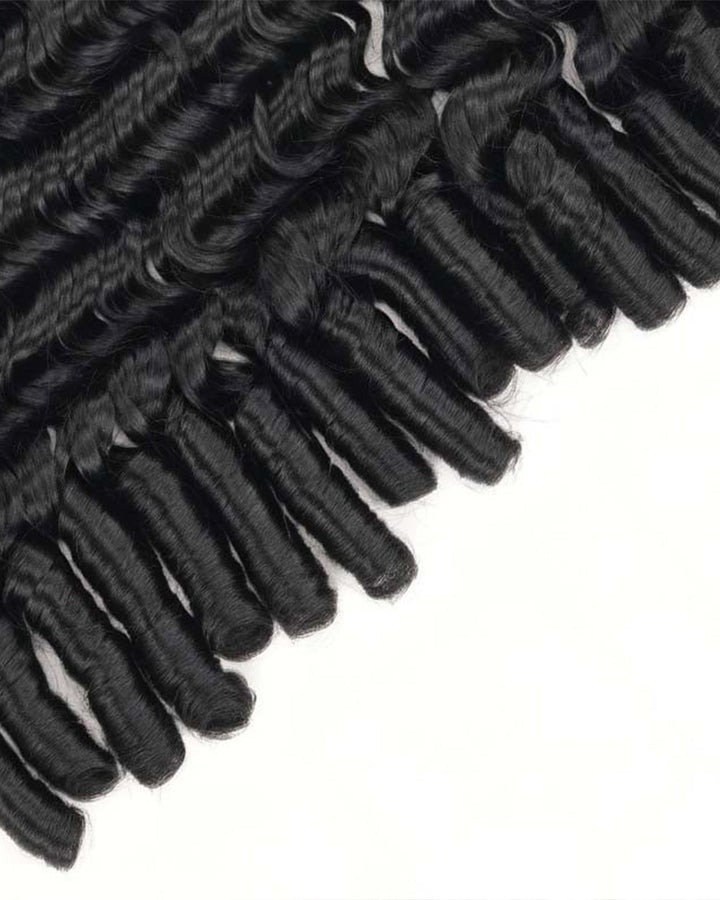 eullair Burmese Deep Loose Wave Feather Crochet Spiral Curl Ends Human Hair Extensions Miracle Knots