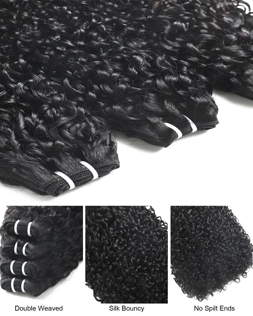 eullair 15A Real Raw Hair Pixie Curly Spiral Curls Ends Human Hair Bundles Deal Virgin Hair Weave 3/4 Bundle