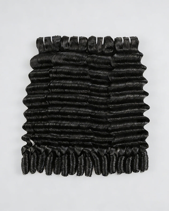 eullair 15A Burmese Loose Deep Wave With Spiral Ends Raw Human Hair Bundles Virgin Unprocessed Raw 100% Human Hair Extensions