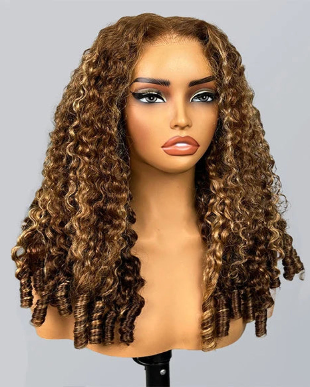 eullair Highlight P4/27 Burmese Curly Super Double Drawn Wigs 13x6 6X4 13X4 Glueless Wigs 250% Density Drawstring Wig