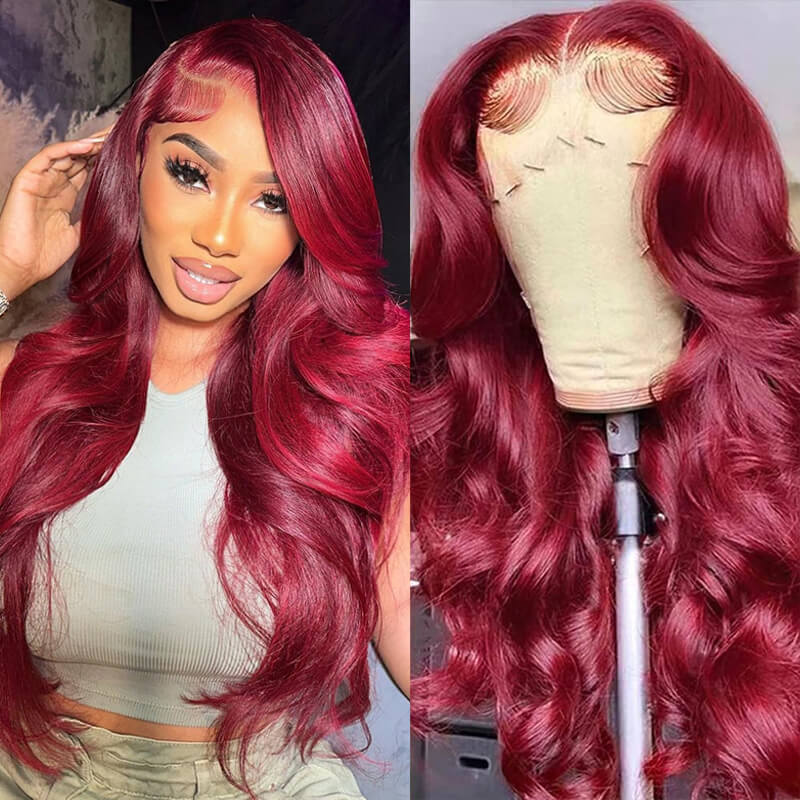 Gorgeous! eullair Glueless #99J 13x4 Colored Lace Front Wig | Burgundy Bombshell