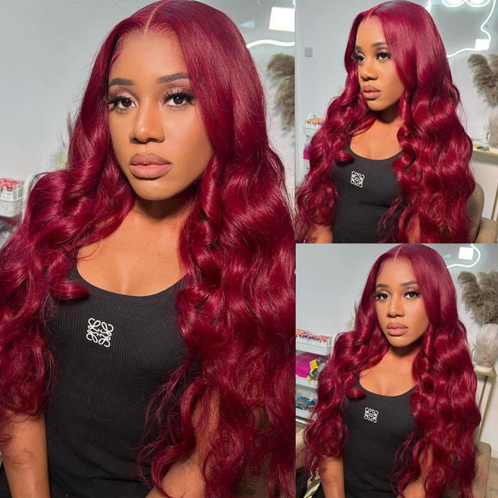 Gorgeous! eullair Glueless #99J 13x4 Colored Lace Front Wig | Burgundy Bombshell