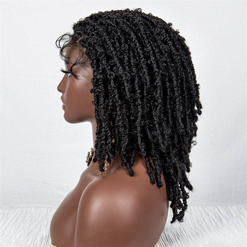 Charlotte-BB-009 Soft Butterfly Locs Crochet Hair Wigs Synthetic Heat Resistant Short Curly Twist Hair 9x6 Lace Front Braids Wigs For Women With Baby Hair