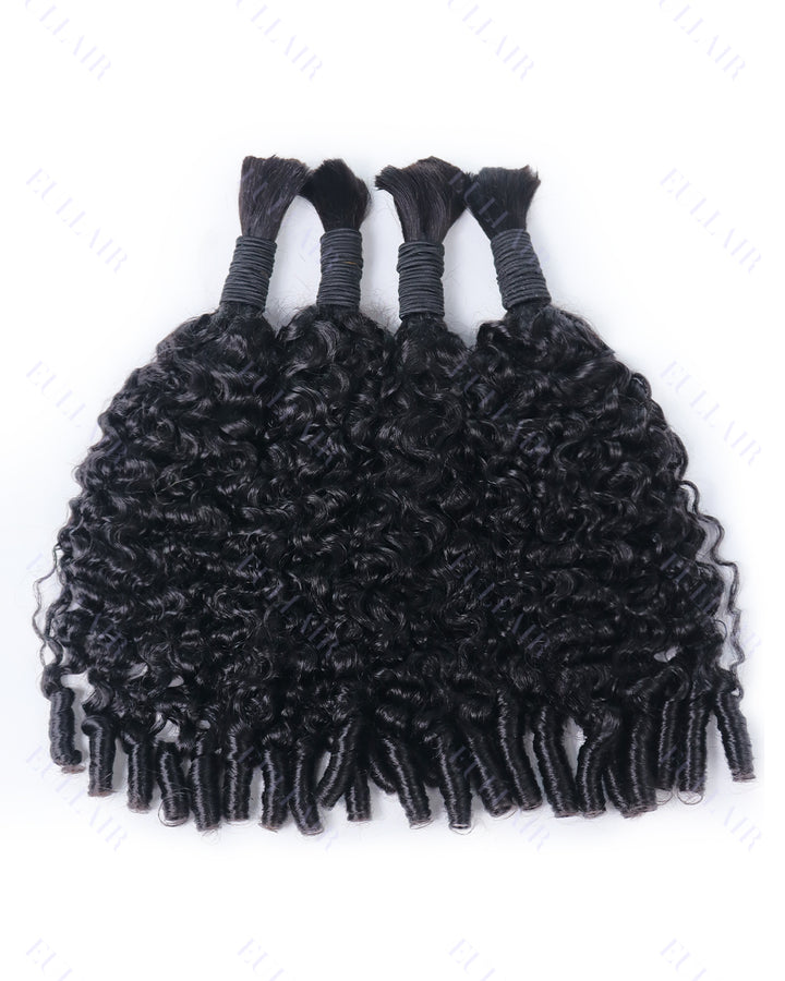 eullair Burmese Curly Boho Human Hair for Braiding Hair Bulk Remy Hair Extensions for Women 60G/Pack No Weft Natural Black