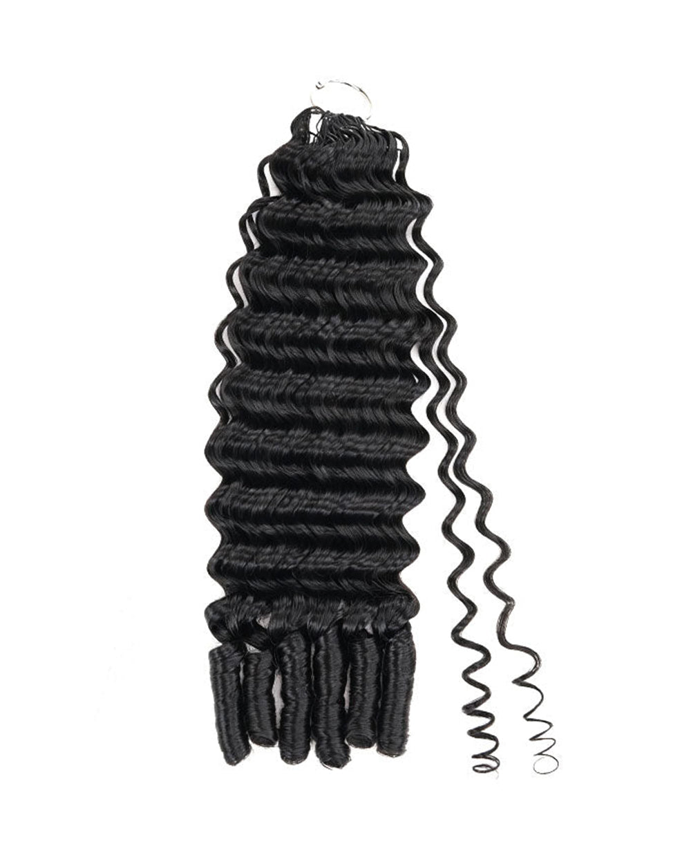 eullair Burmese Deep Loose Wave Feather Crochet Spiral Curl Ends Human Hair Extensions Miracle Knots