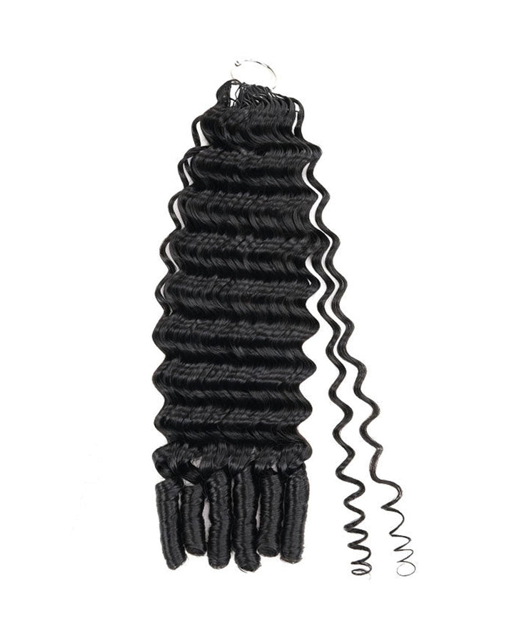 eullair Burmese Deep Loose Wave Feather Crochet Spiral Curl Ends Human Hair Extensions Miracle Knots