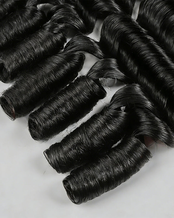 eullair 15A Burmese Loose Deep Wave With Spiral Ends Raw Human Hair Bundles Virgin Unprocessed Raw 100% Human Hair Extensions