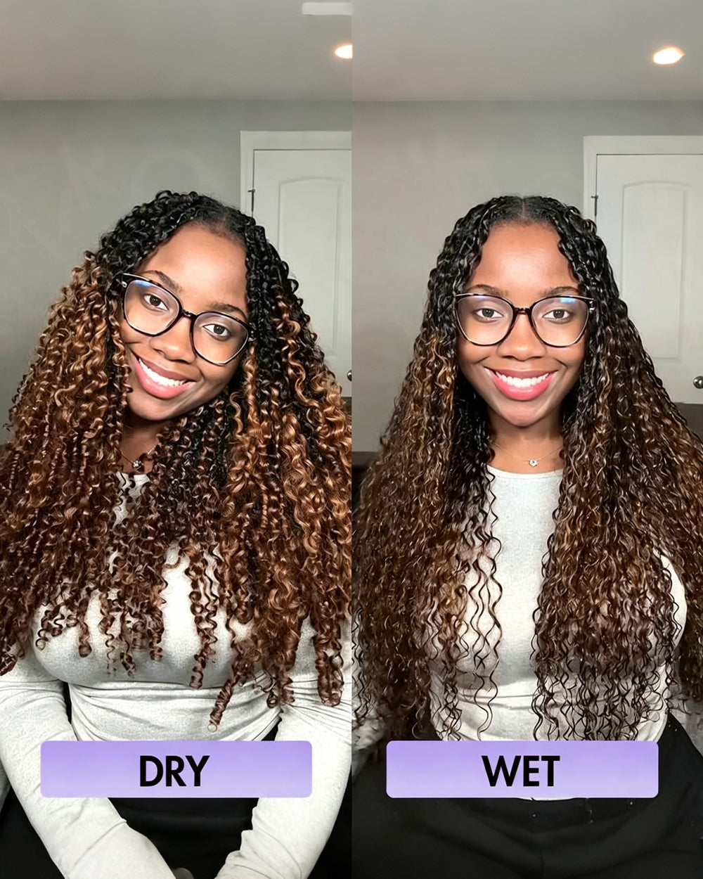 eullair T1B/30 Burmese Curly Crochet Hai 100% Human Hair r-Ombre Brown Boho Braids, Pre-Separated, Time-Saving