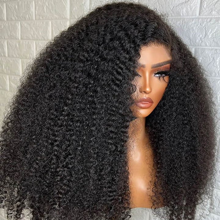 eullair Natural Looking Long Afro Kinky Curly Wigs 13x4 Lace Frontal Human Hair Wigs For Dark Skin Girls