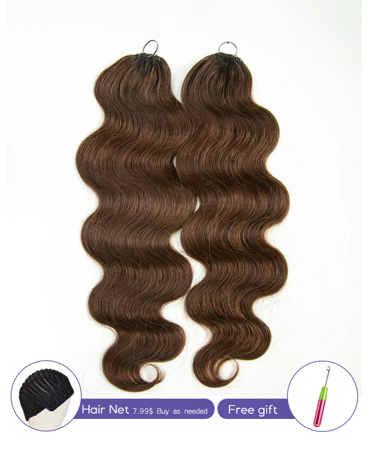 eullair #4 Chocolate Brown Body Waver Crochet Hair Soft Lightweight for Miracle Knots 60G/50Strands