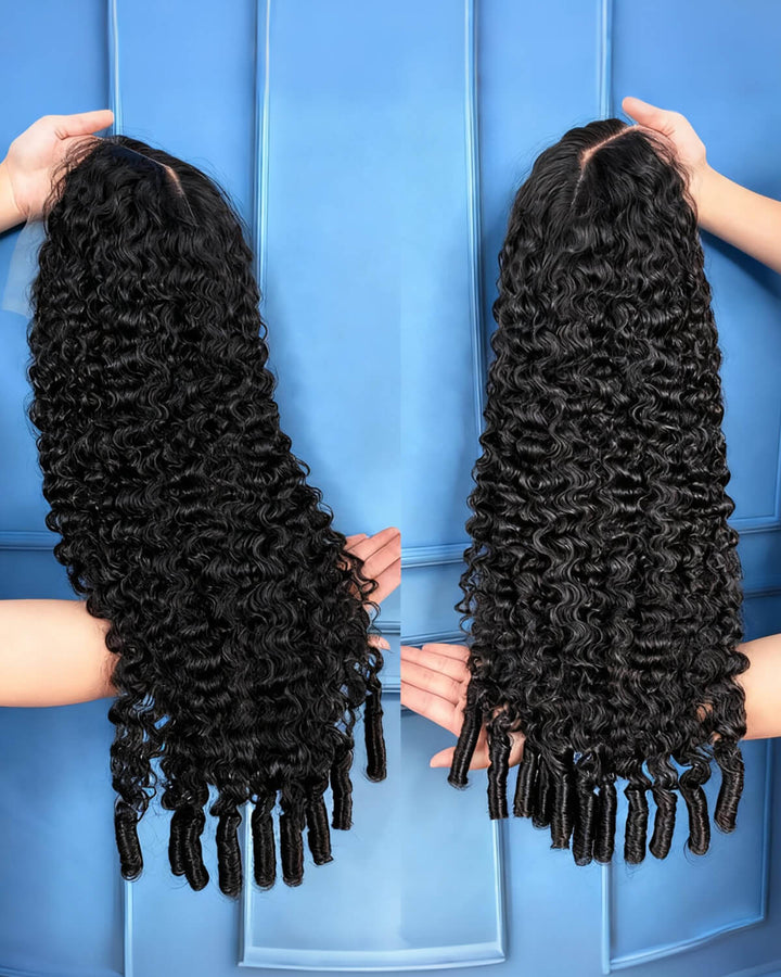 eullair Super Double Drawn Wigs Paring Max 9x6 Burmese Curl Glueless Wigs 250% Density Drawstring Wig