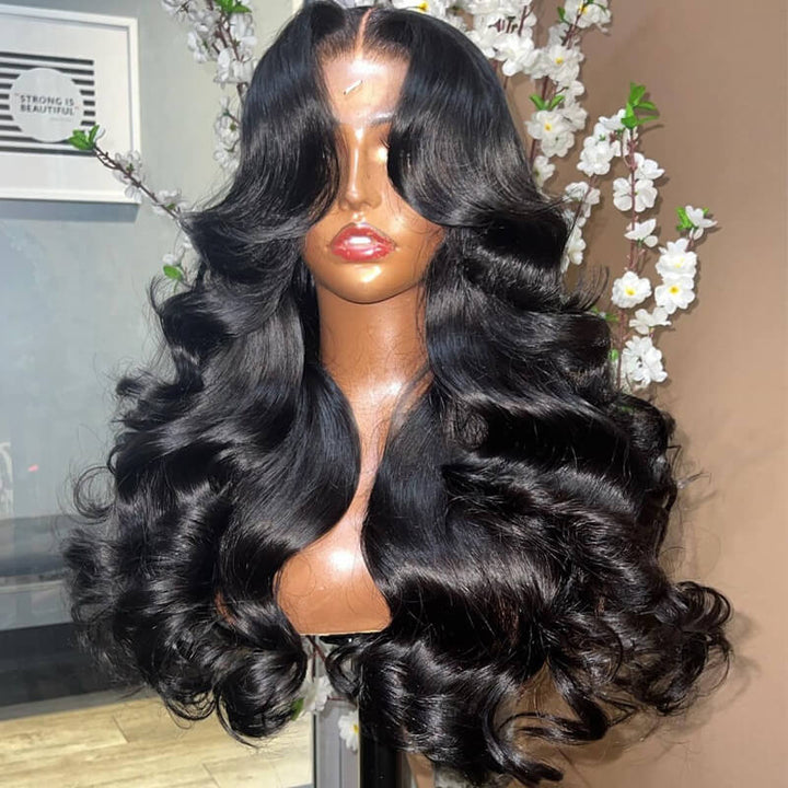 eullair Hairstylist Inspired Butterfly Layered Cut Loose Body Wave Wig With Curtain Bangs Human Hair Pre Cut Lace Front Wig