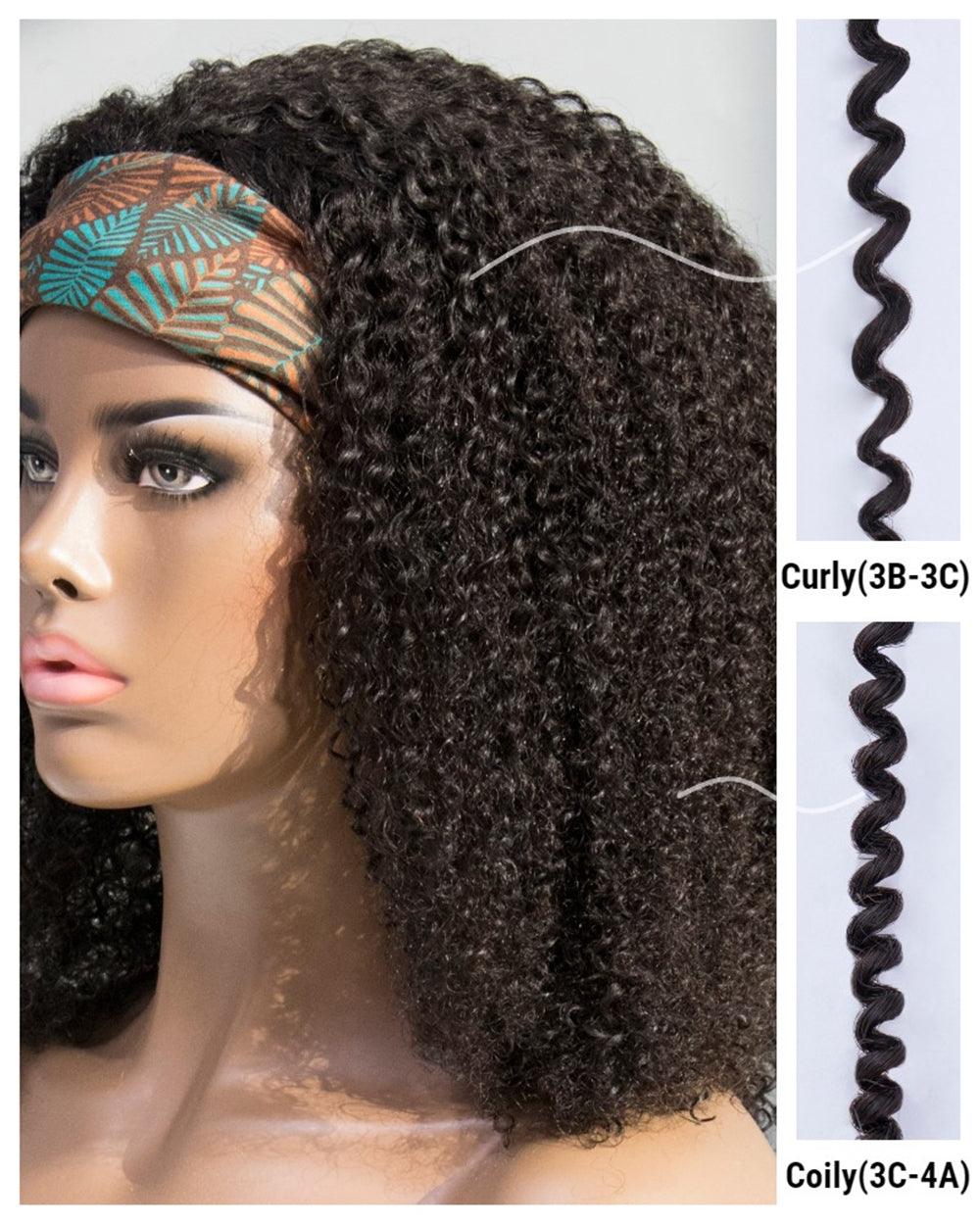eullair 3C 4A Coily Curly Headband Wig Ice Silk Band Natural Look Beginner Friendly