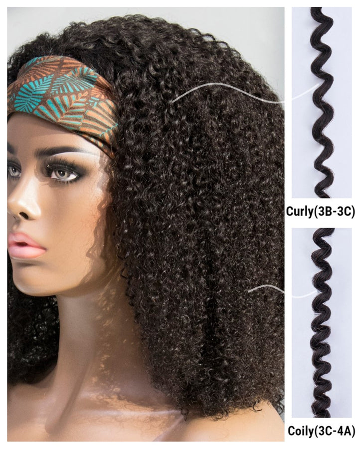 eullair 3C 4A Coily Curly Headband Wig Ice Silk Band Natural Look Beginner Friendly