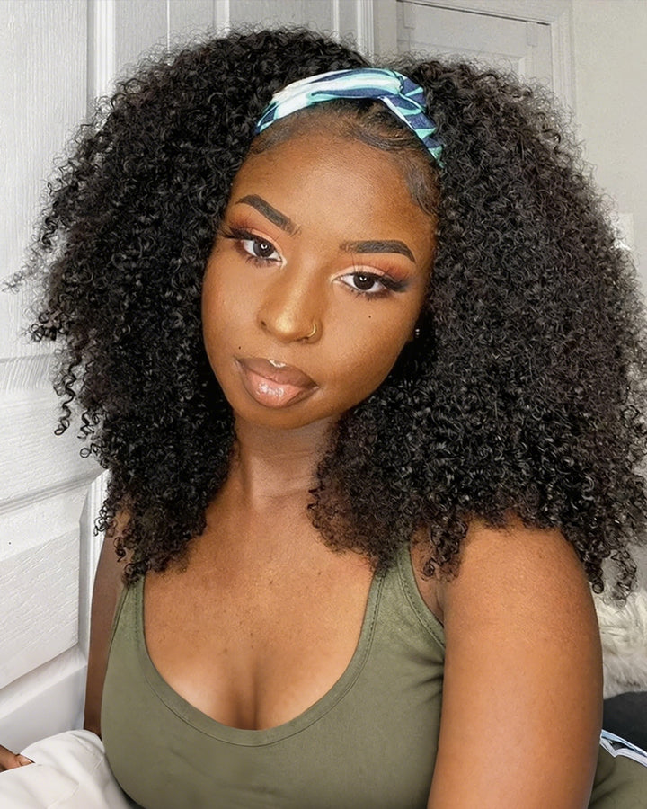 eullair 3C 4A Coily Curly Headband Wig Ice Silk Band Natural Look Beginner Friendly