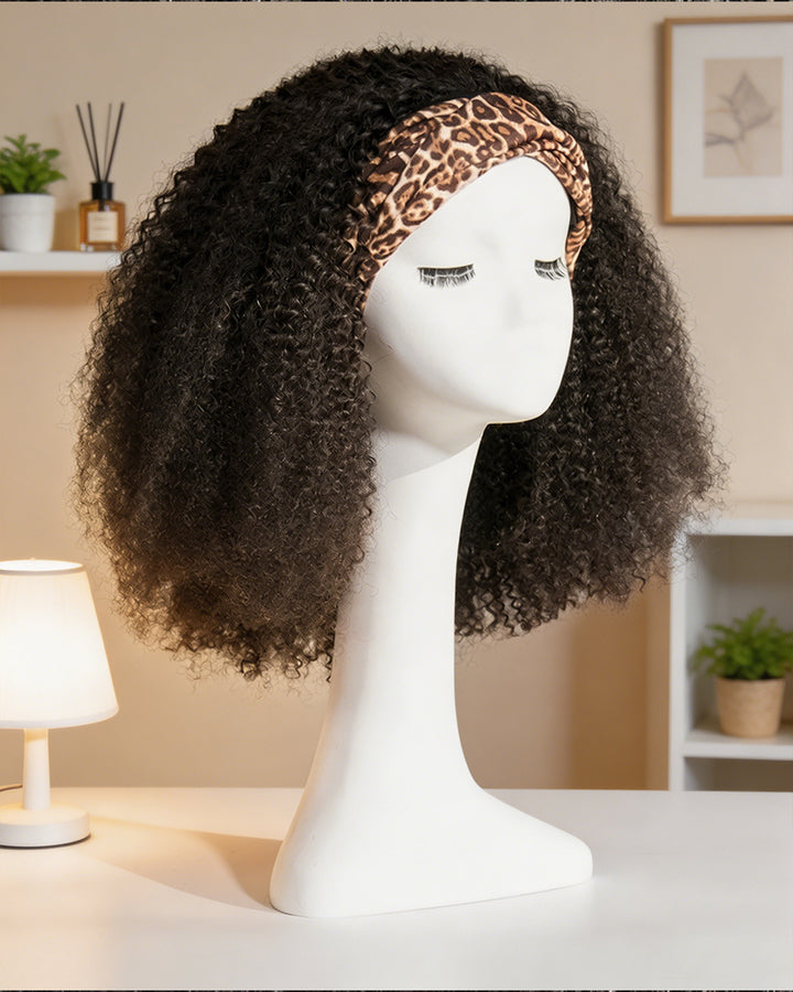 eullair 3C 4A Coily Curly Headband Wig Ice Silk Band Natural Look Beginner Friendly