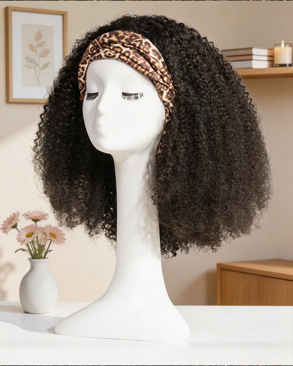 eullair 3C 4A Coily Curly Headband Wig Ice Silk Band Natural Look Beginner Friendly