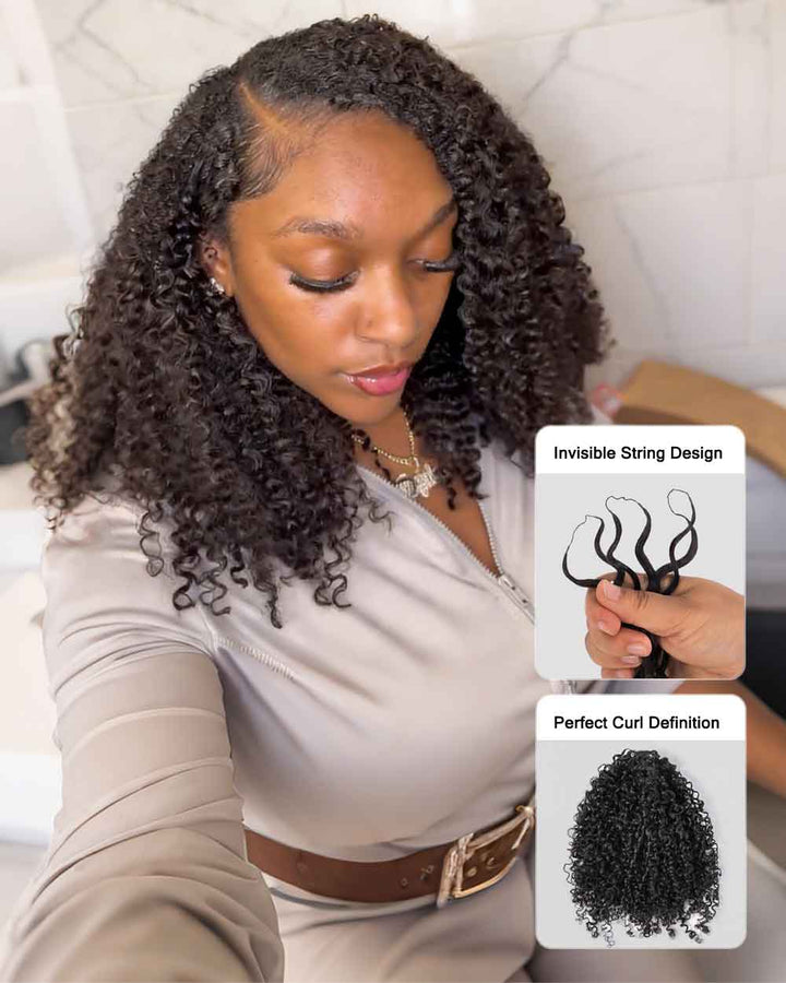 eullair Feather Crochet Curly Hair - 3C-4A Kinky Coily 100% Human Hair Pre-Looped