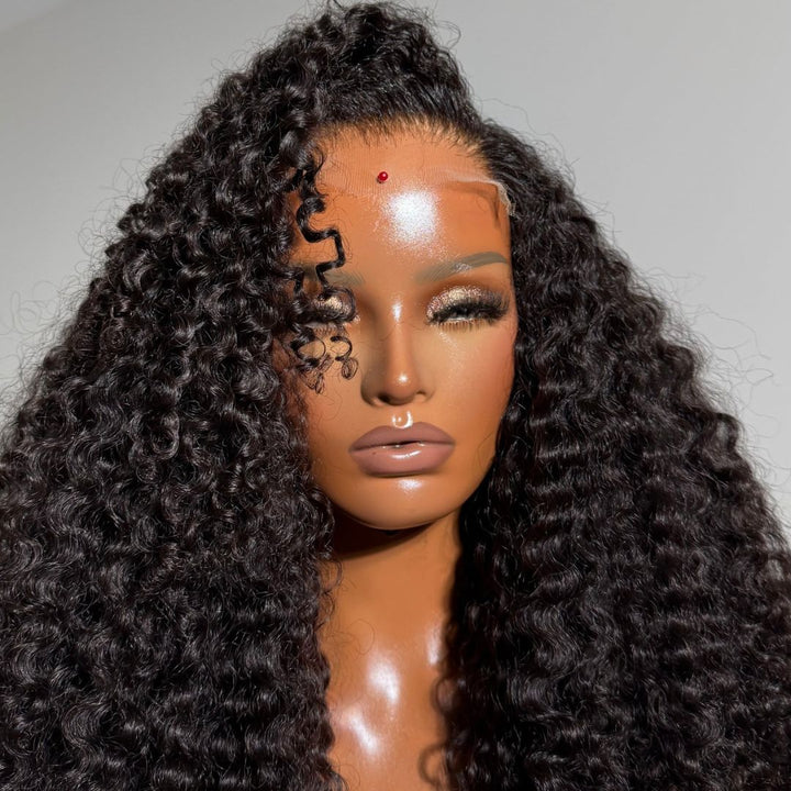 eullair Exotic Curly Glueless Wigs 13x4 Lace Frontal Human Hair Wis Pre Plucked Transparent HD Lace Wigs